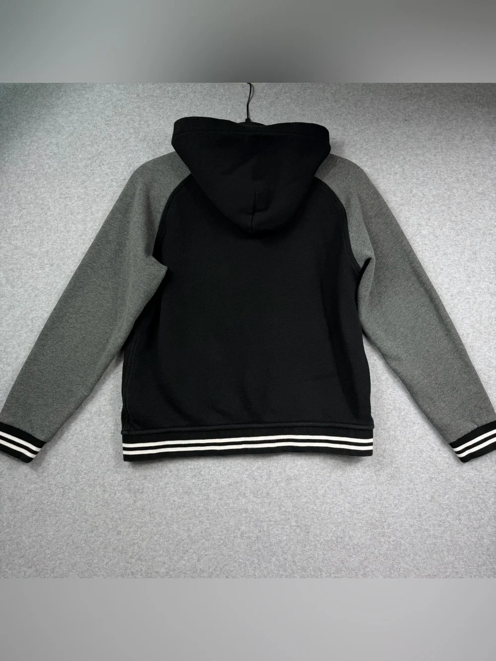 Polo Ralph Lauren Hooded Fleece Varsity Jacket Black Grey Kids Size Large 14/16